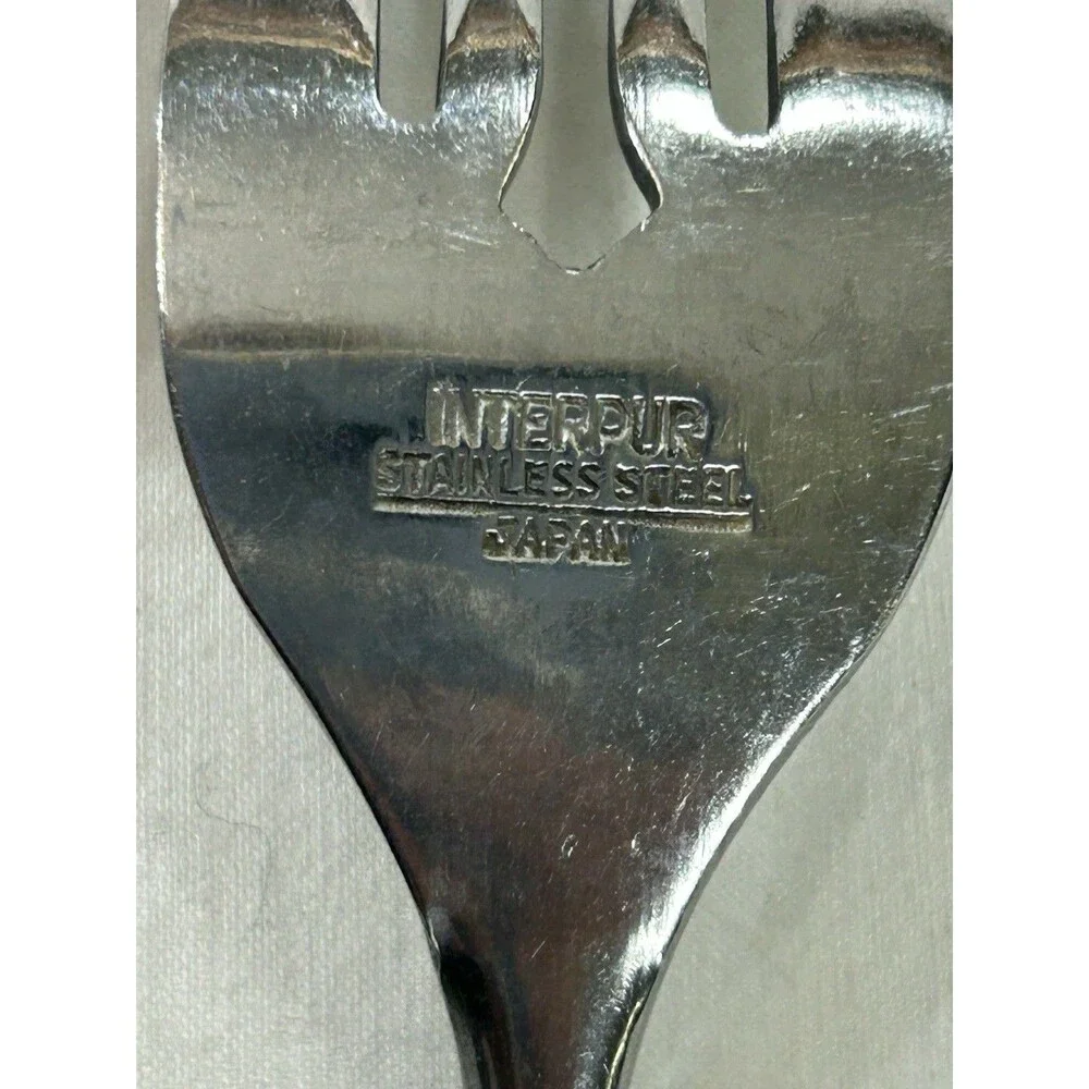 Interpur Japan 5 Pc Place Setting Brown Handle Stainless Flatware Heart Accent